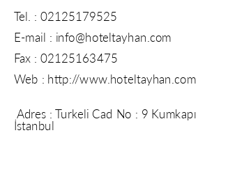 Tayhan Hotel iletiim bilgileri